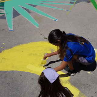 Girls help paint the ground mural • <a style="font-size:0.8em;" href="http://www.flickr.com/photos/54560762@N04/33701572414/" target="_blank">View on Flickr</a>